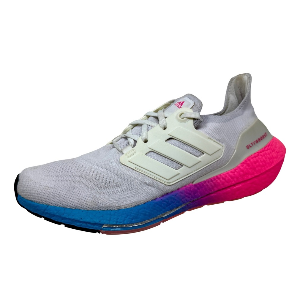 Adidas Ultraboost 22 Running Shoes White Blue Pink GV8830 Women's Size 9